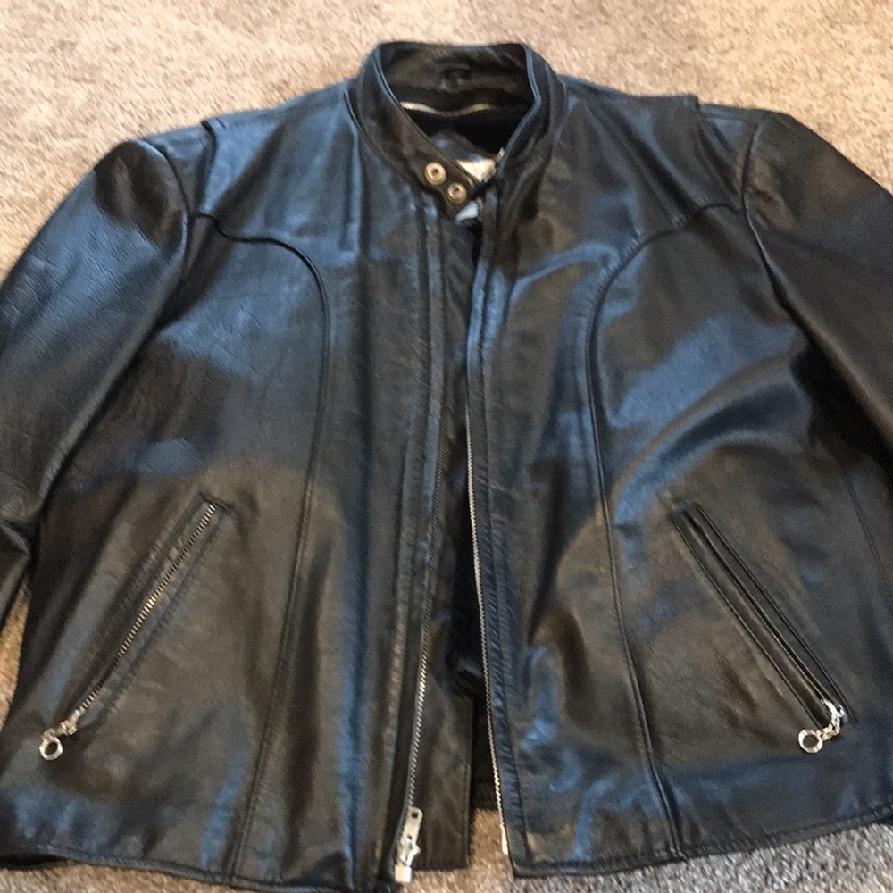 Vintage authentic Mens BERMANS Heavy Black Leather jacket size 40. - Picture 7 of 12